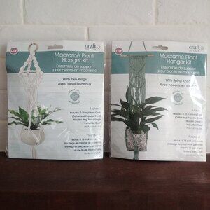 NEW DIY Two macrame plant hanger kits one white one green